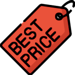 A red price tag with the words BEST PRICE written in bold black letters.